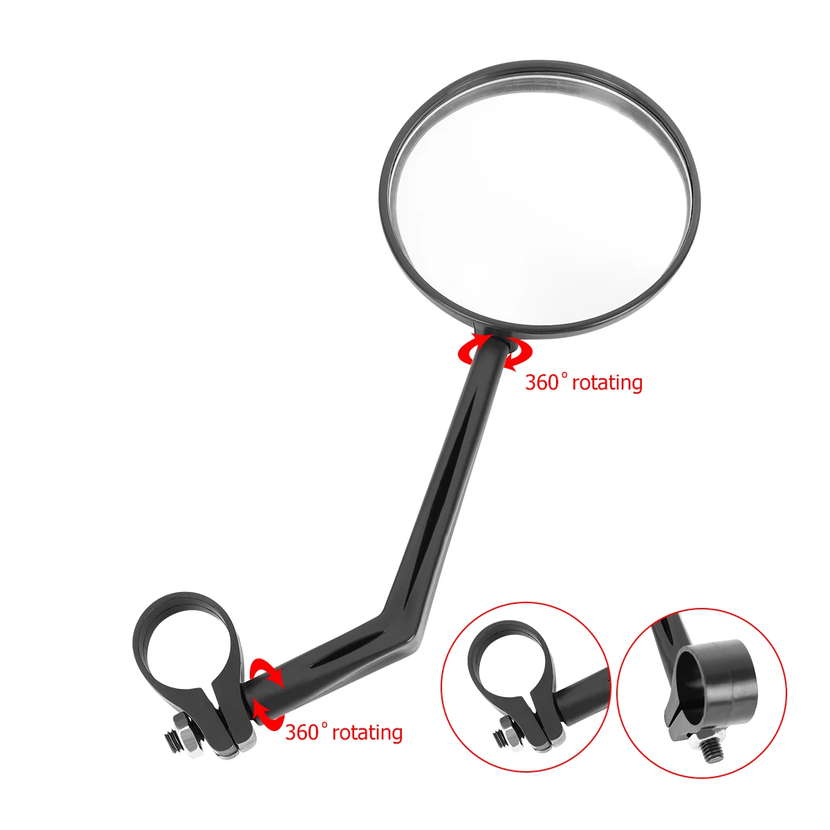 قطعتان من ملحقات أمان مثبتة على مقود مرآة الرؤية الخلفية من Kisangel لركوب الدراجات باللون الأسود #3