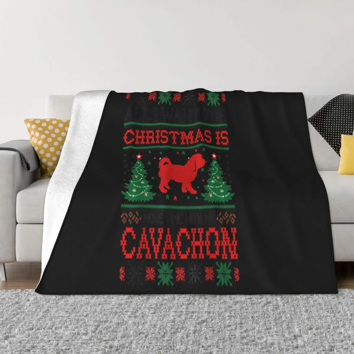 

Beautiful All I Want For Christmas More Time With Cavachon Male Text Tops Woman Hip Hop Throw Blanket