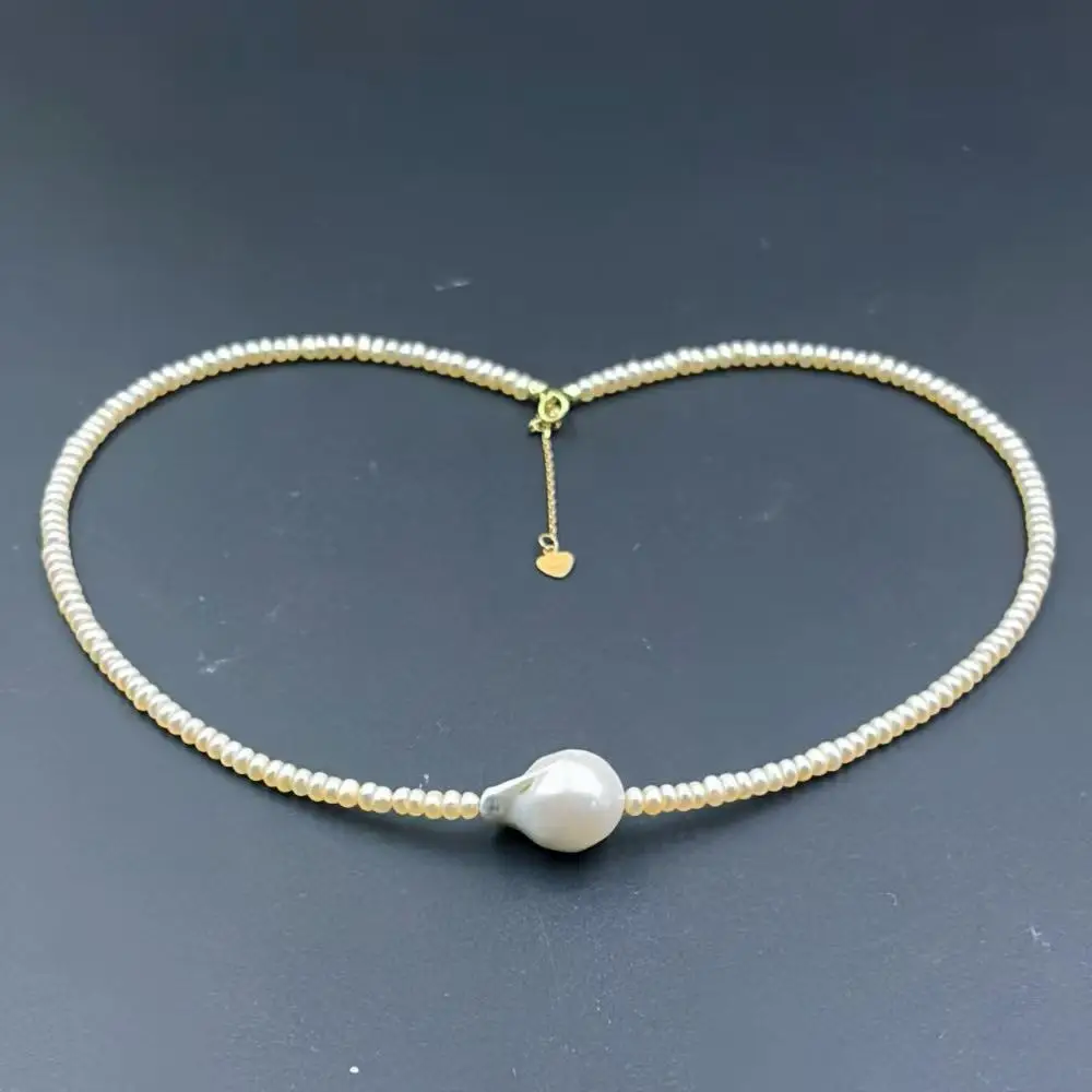 

4-5 мм Rondelle натуральный пресноводный свет розовый жемчуг женские ювелирные изделия кулон ожерелье в стиле барокко