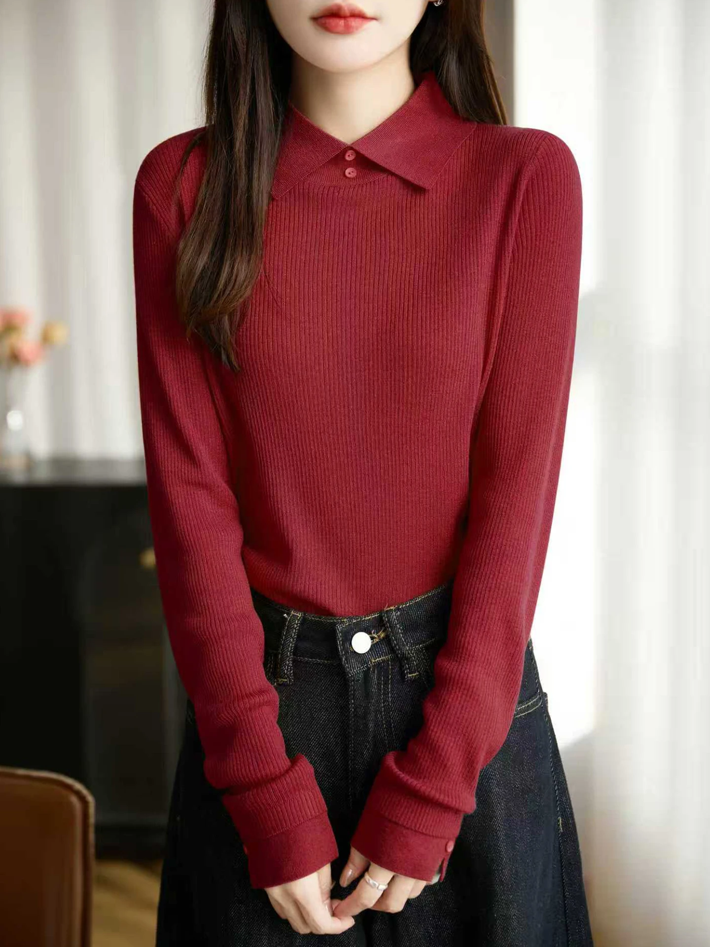 

Faionable трикотажная основа с воротником irt, теплый термостойкий женский длинный све, стандартный крой, однотонный трикотаж для поездок на работу