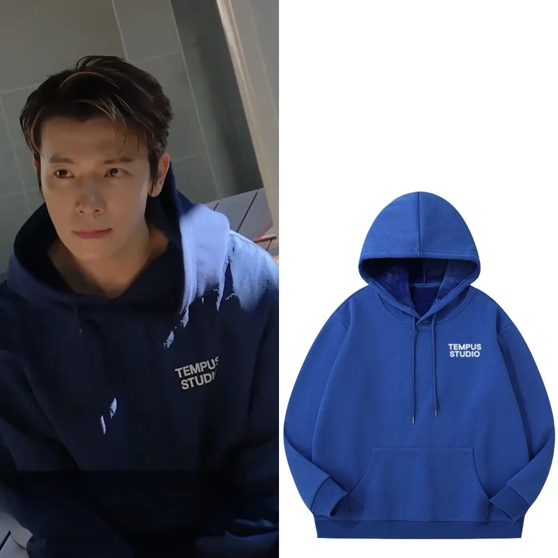 

SuperJunior Kyuhyun Printed Pure Cotton Hoodie Jaet Spring Autumn Fce Lined Sweatirt Casual Loose Fit Youth Trend