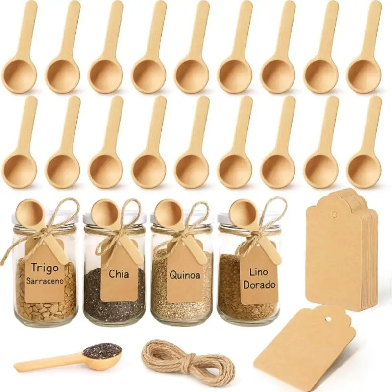 New-10Pcs Mini Nature Wooden Home Kitchen Cooking Spoons Tool Scooper Salt Seasoning Honey Coffee Spoons