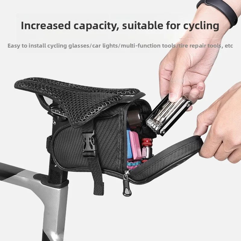 YIQUAN Tas Sadel Sepeda Nilon Tahan Air MTB Sadel Sepeda Jalanan Tempat Penyimpanan Tas Kantong Alat Belakang Aksesori Sepeda Sadel