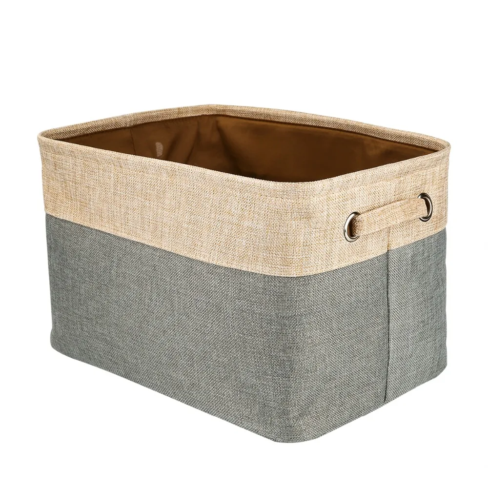 

Cotton & Jute Portable Foldable Organizer Boxes, Big Canvas Storage Basket Bag for Baby & Kids Toys, Clothes, Cars and Books