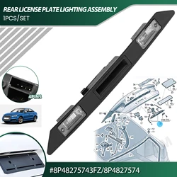 Rear Trunk Lid Handle w License Plate Light for Audi A3 A4 A6 B6 B7 Q7 RS3 S4 8P48275743FZ Tail Boot Hatch Handle Grip 8P4827574