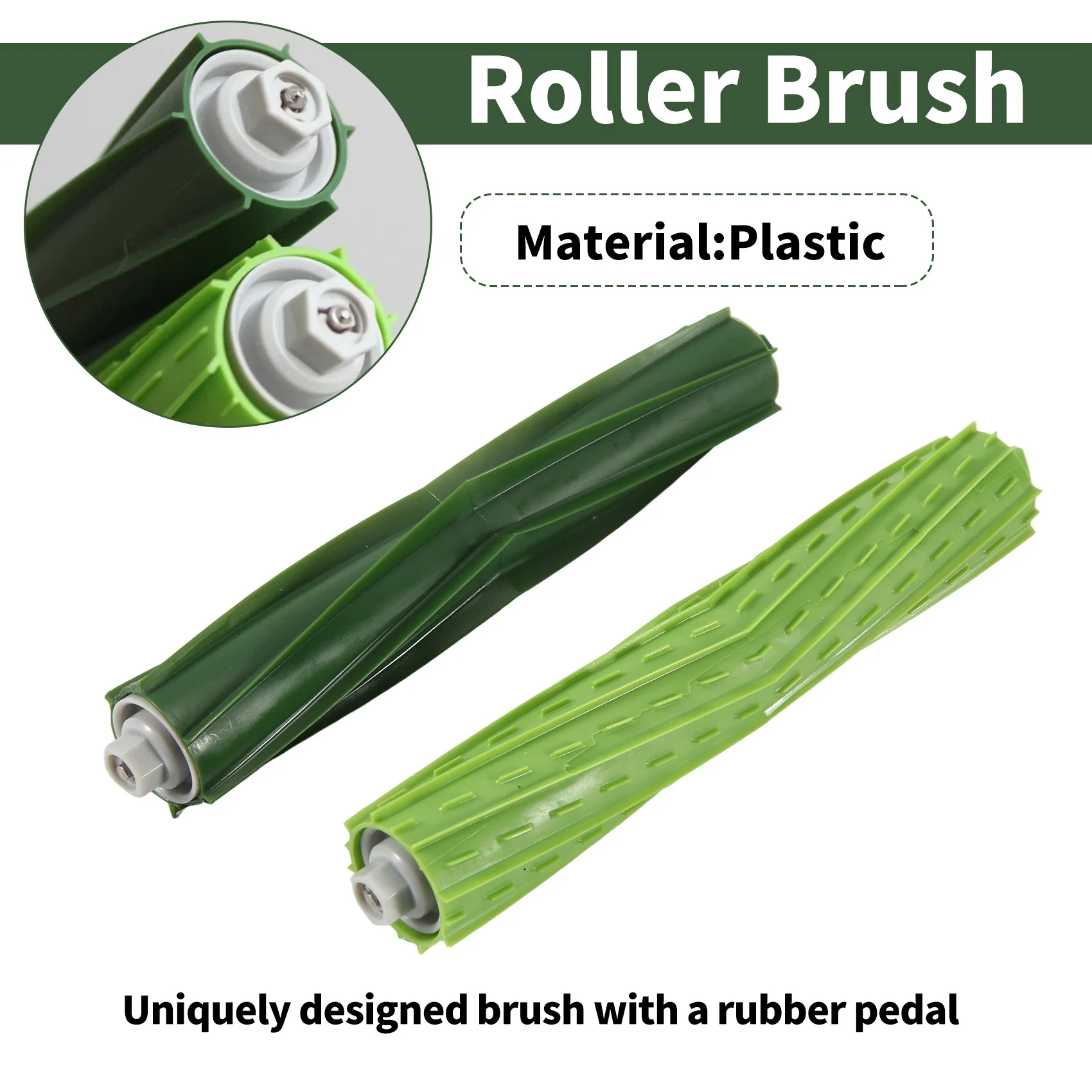 DT15 For iRobot for Roomba I E J Series I7 I8 J7 Roller Brush Replacement Parts, 1 Pair Rubber Main Brush Bar for Vacuum