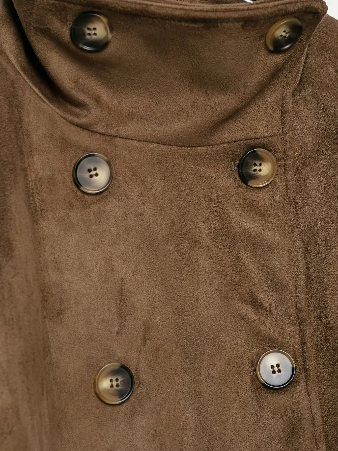 TFMLN Damenjacke mit Stehkragen, doppelreihig, langärmelig, lässiger Kunstwildledermantel, neues, elegantes Streetwear-Modell für Damen – Detail 8