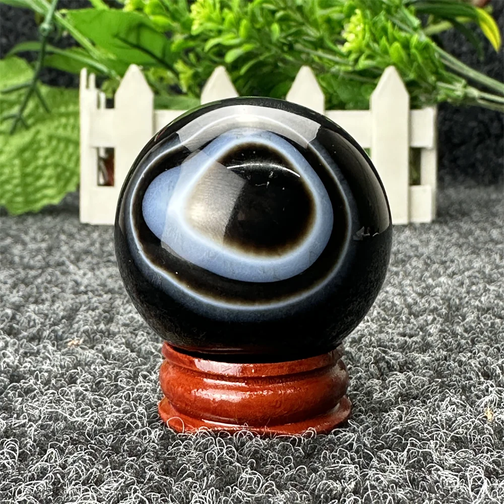 Naturale fiore nero agata sfera di cristallo gemma intaglio squisita guarigione Reiki Feng Shui preghiera male meditazione stregoneria Hom