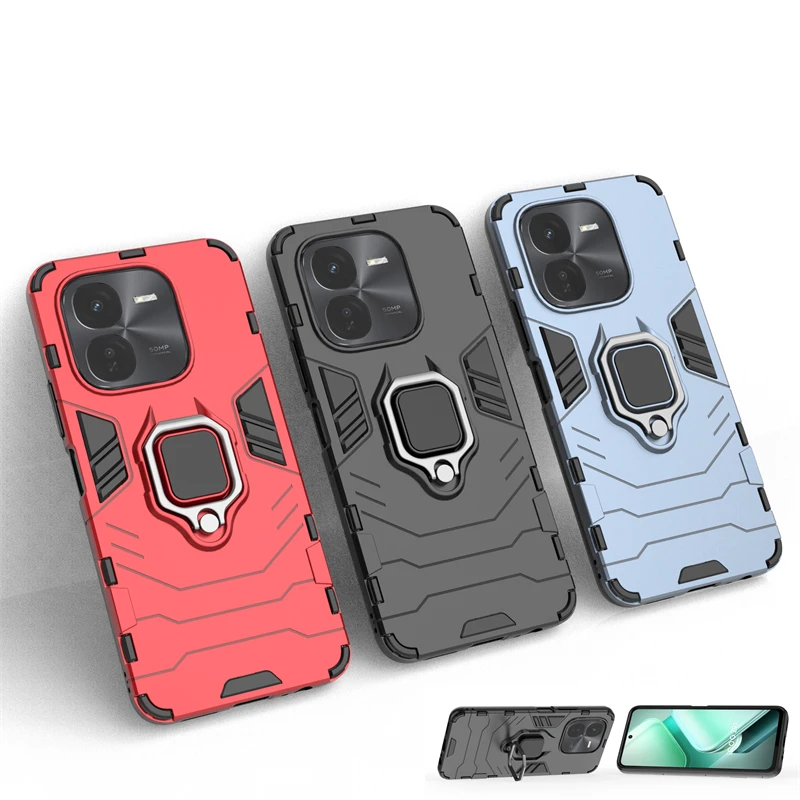 For vivo iQOO Z9X Case Shockproof Phone Stand vivo iQOO Z9X Case Protector Armor Hard Magnetic Ring Case vivo iQOO Z9X Cover