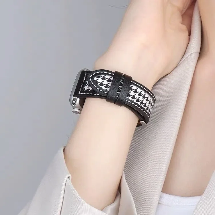 Leather Strap For Apple watch band 10 9 8 7 45mm 41mm 42mm 46mm Canvas Sports Bracelet Wristband iWatch series 6 5 4SE 44mm 40mm