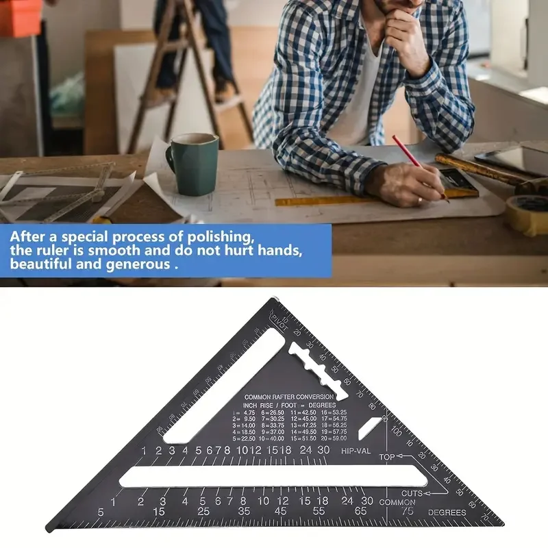 Imagem -05 - Alumínio Alloy Triangle Angle Ruler Woodworking Medição Tool Leitura Rápida Square Layout Gauge Transferidor 12 30cm