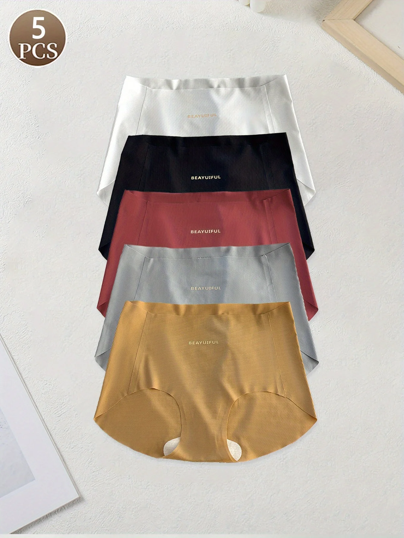 5 Stück Eisseiden-Unterwäsche für Damen, nahtlos, dünn, hohe Taille, geeignet für Yoga und Sport, dreieckige Hose