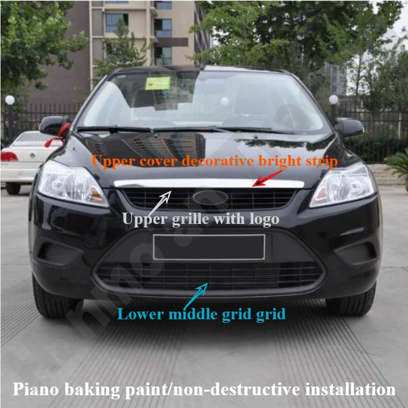 

Передняя решетка радиатора (сетка) для Ford Focus 2009-2011 хэтчбек, черная, с эффектом обжига, запчасть для автомобиля