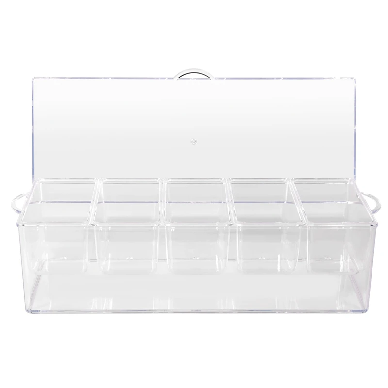 Ice Cold 5 Compartment Condiment Server Rack-Service Tray Container With 5 Removable Trays