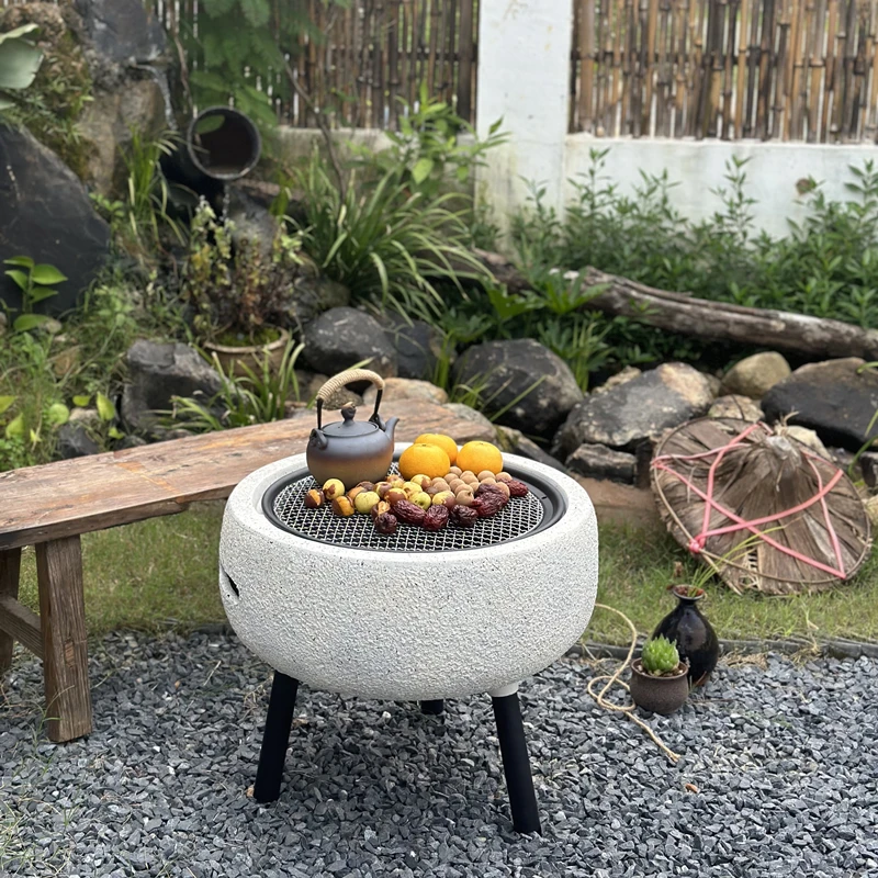 Courtyard stove, wood stove, balcony, outdoor with brazier, indoor