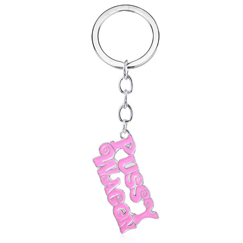 Creative Alloy Fashion Movie Sexy Kill Series Pussy Wagon Key Ring Letter Pendant necklace Accessories Ladies Men Gift Keychain