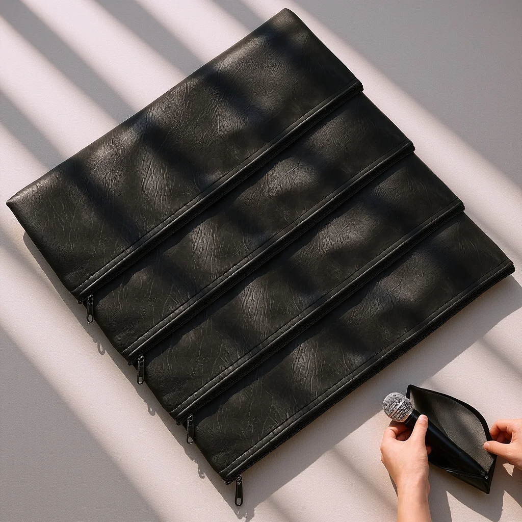 

4Pcs Portable Mic Pouch Secure Zipper Design Lightweight Microphone Carrier Bag Perfect for Outdoor Travel Home Storage