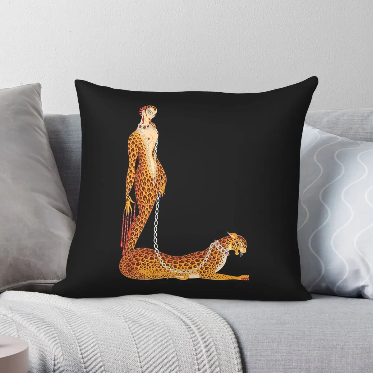 Erte Letter L From Alphabet Suite Square Pillowcase Polyester Linen Velvet Printed Zip Decorative Throw Pillow Case Room Cover
