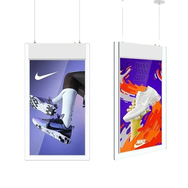 Retail 55 65 Inch Indoor High Brightness Ceiling Hanging Advertising Double Side Digital Signage Window Lcd Display Screen