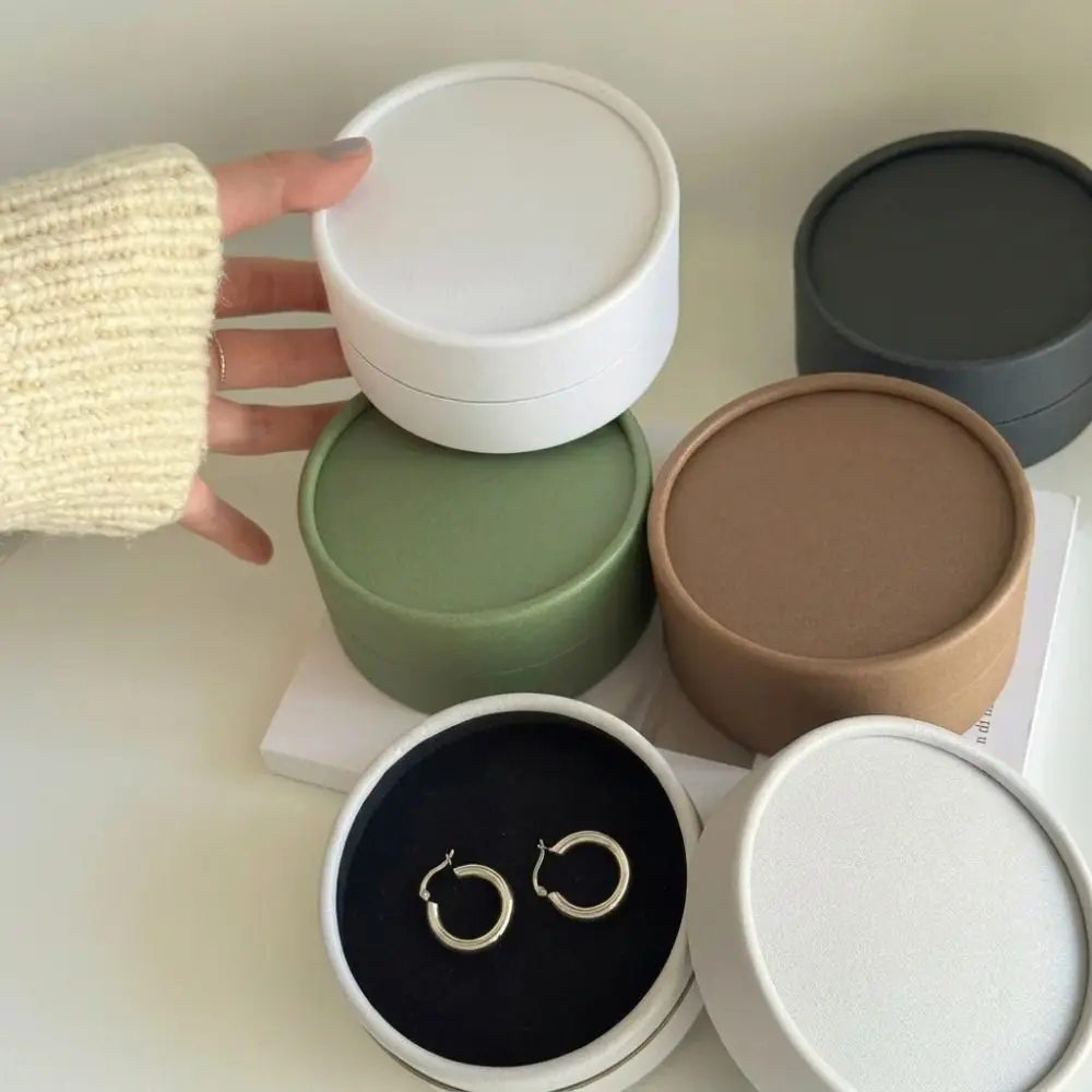 Lightweight Paper Round Jewelry Box Round 10x5cm Ring Gift Container Multi Color Organizer Gift Packaging