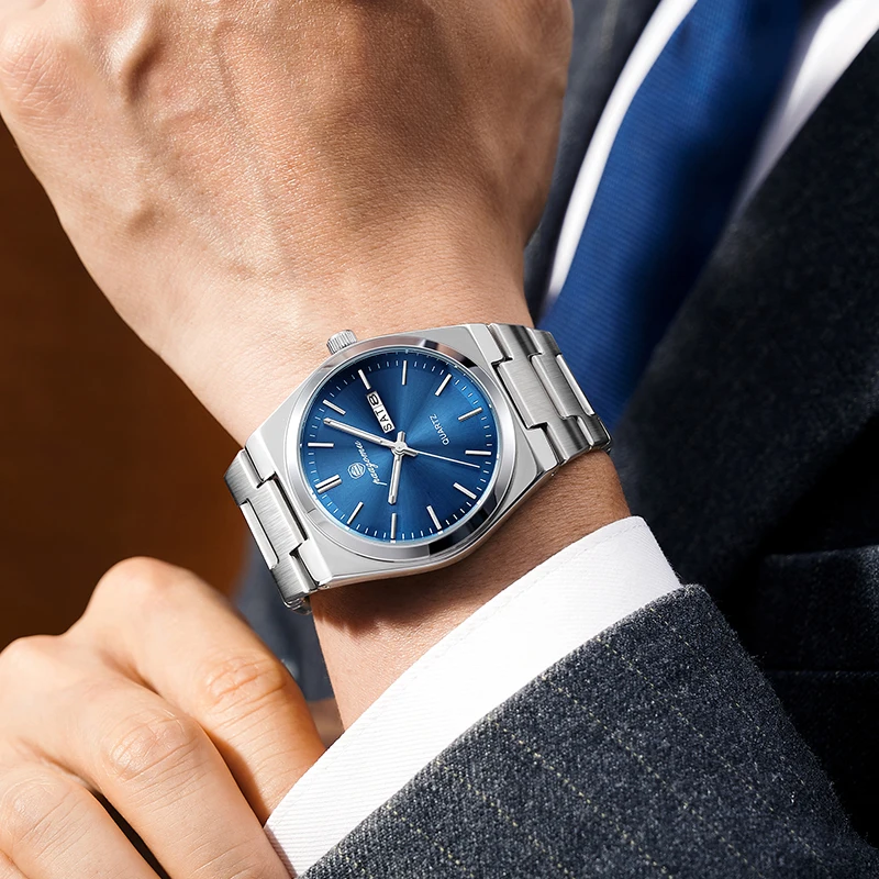 PAAZOMU Casual Men Stainless Steel Quartz Watch Week Date Waterproof Mens Watch Top Brand Luxury Men Watch Ideal Choice For Gift image 2