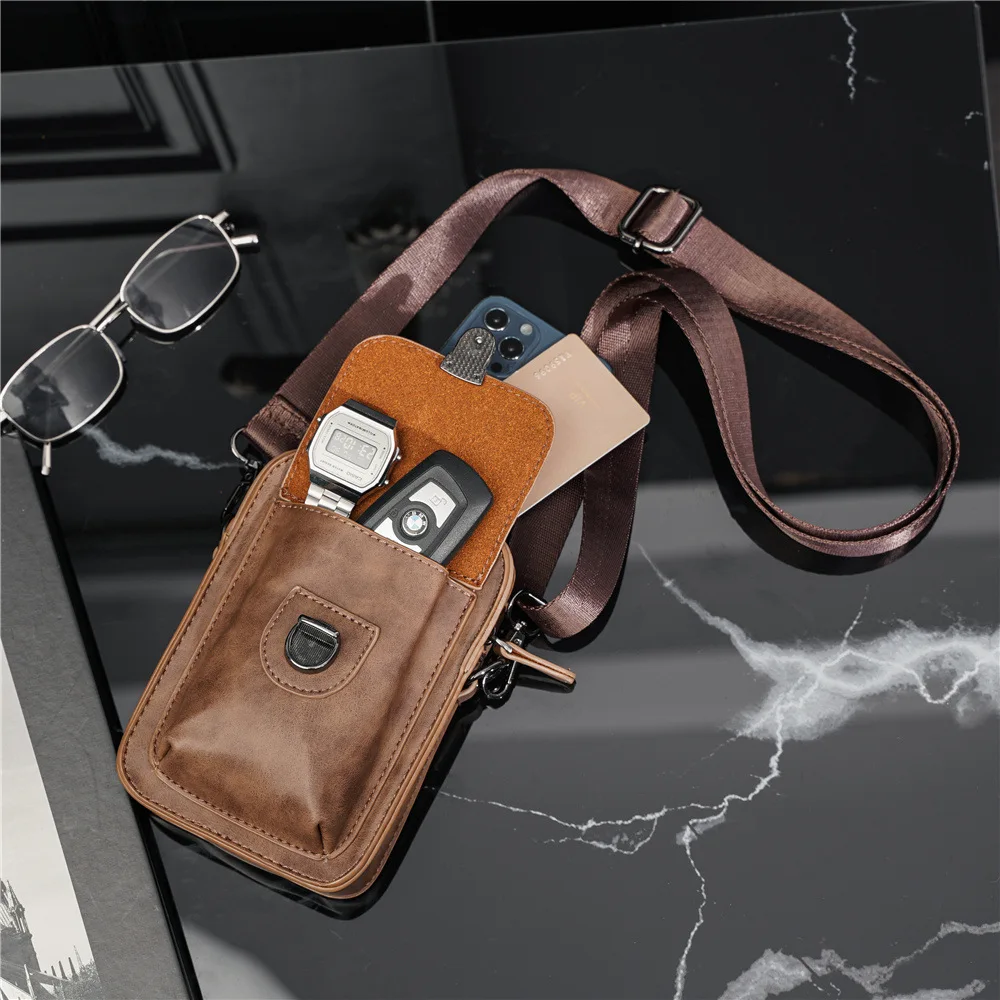 Vintage Mini Men\'s Crossbody Bag Fashion Shoulder Bag Men Mobile Phone Bag Casual Handbags Small Crossbody Shoulder Bag For Men