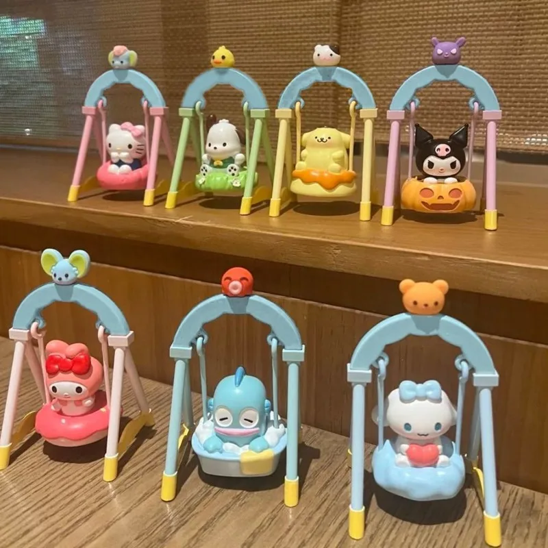 Sanrio My Melody Swing Set Desk Ornament Healing Collectible Plushie Stress Relief Gift for Birthdays