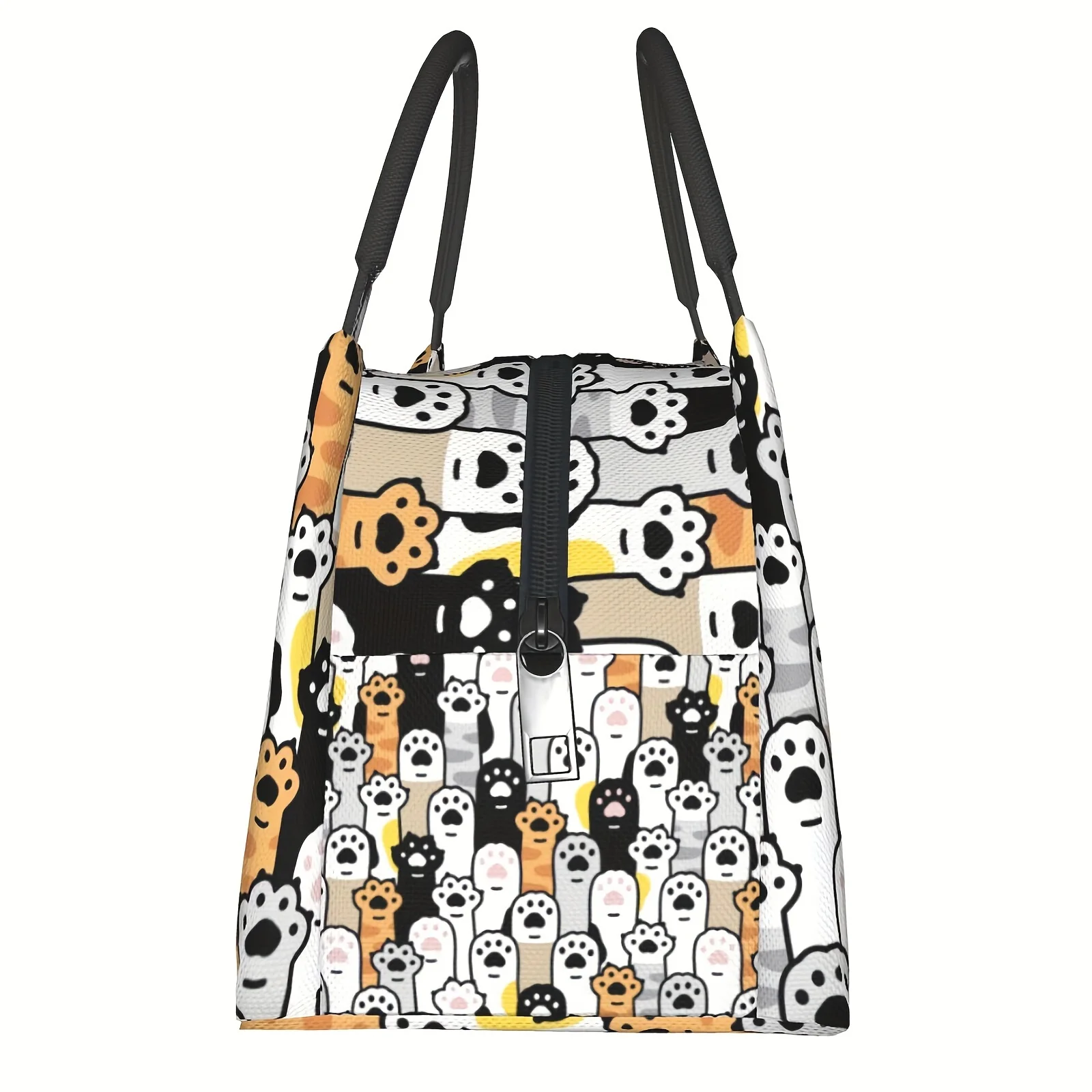 Unisex Insulated Lunch Box Cooler Bag with Thermal Seal Zipper Paw Print Design Reusable Portable for Travel Office