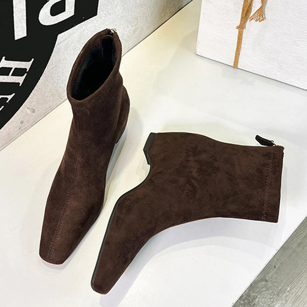 BIGTREE Street Style Autumn Winter Designer Women Ankle Boots Round Toe Inner Heigh Zipper Shoes 2027 Botas De Mujer