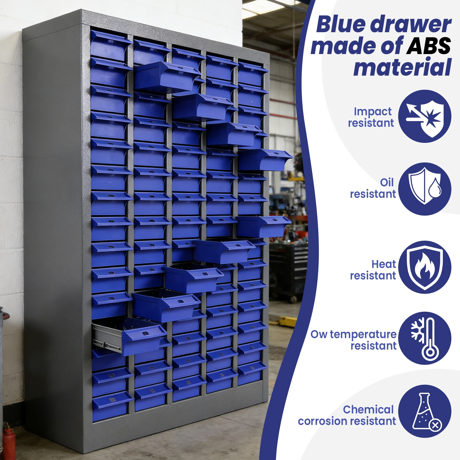 Armario de Almacenamiento de Piezas con 75 Cajones de ABS, Estantes de Organización de Piezas de Acero de 34.84x26.18x8.66 Pulgadas para Garajes, Talleres, Hogar y Oficina