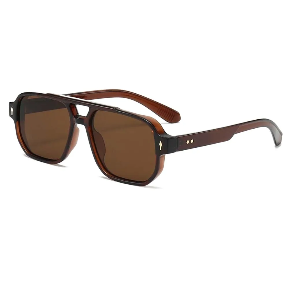 

Retro Double Beam Sunnies Leopard Print Eyewear PC Unisex Polarized Sunglasses Costume Accessory Square Frame Anti-UV Glasses