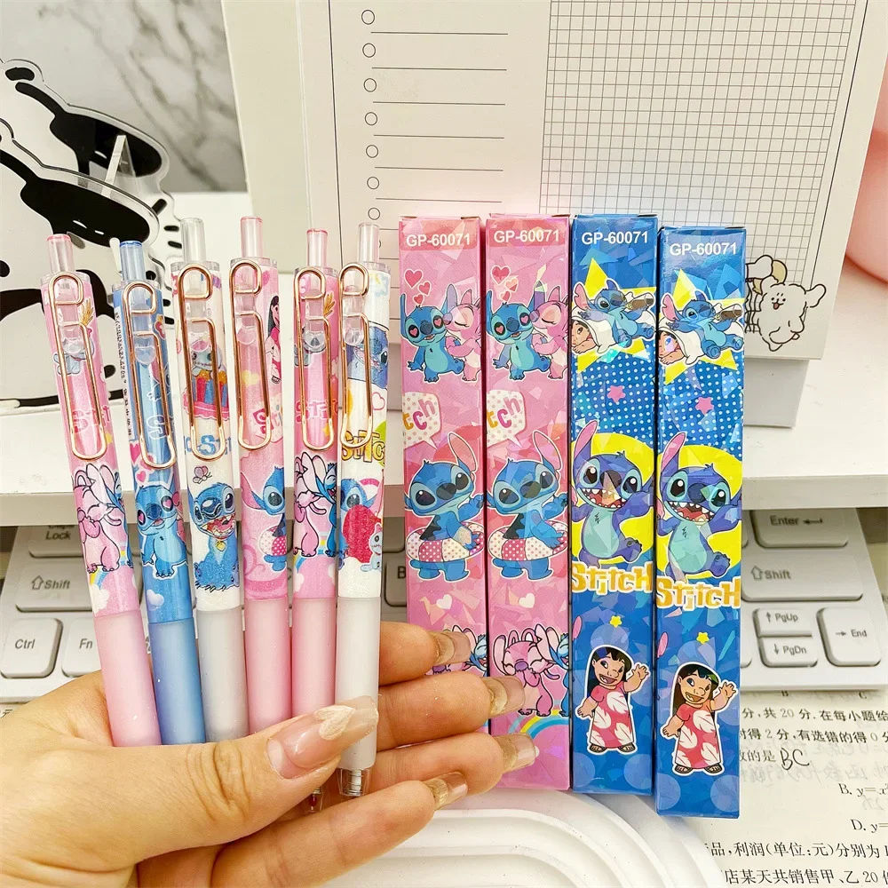 

Disney 4pcs Lilo And Stitch 0.5mm Black Press Gel Pen Cartoon Metal Clip Press Signature Student Stationery Gift