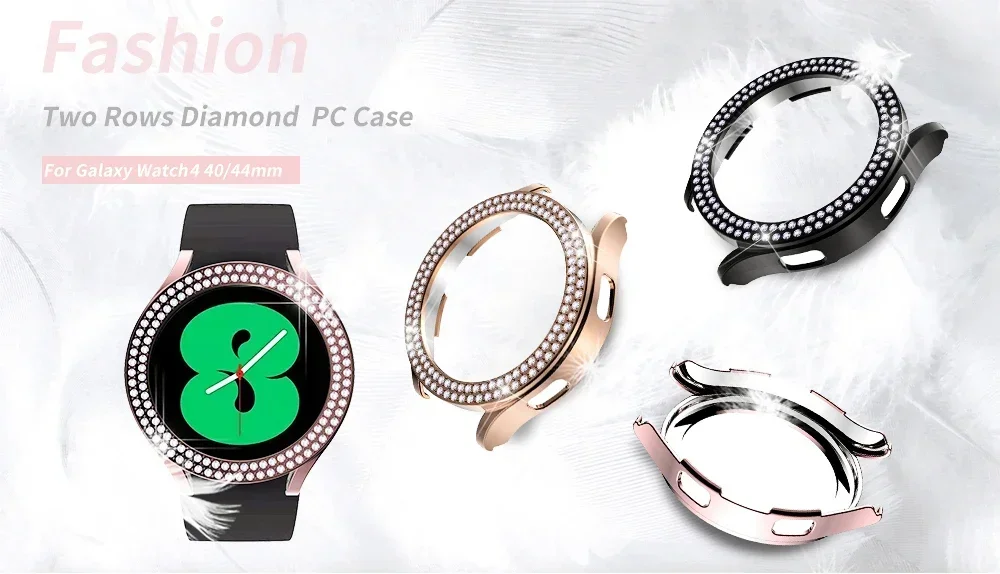 1 Stück Diamant-Uhrengehäuse für Samsung Galaxy Watch 4 5 6 7 40/44 mm, kratzfeste, stilvolle, ausgehöhlte Design-Schutzhülle – Detail 1