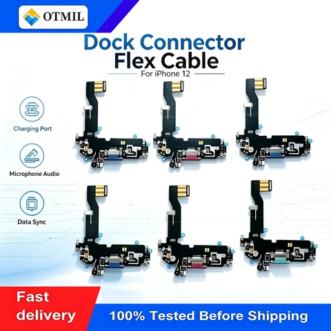 For iPhone 12 With Microphone Data Sync Easy Installation USB Charger Port Flex Cable Dock Connector Repair Parts 100% Tested