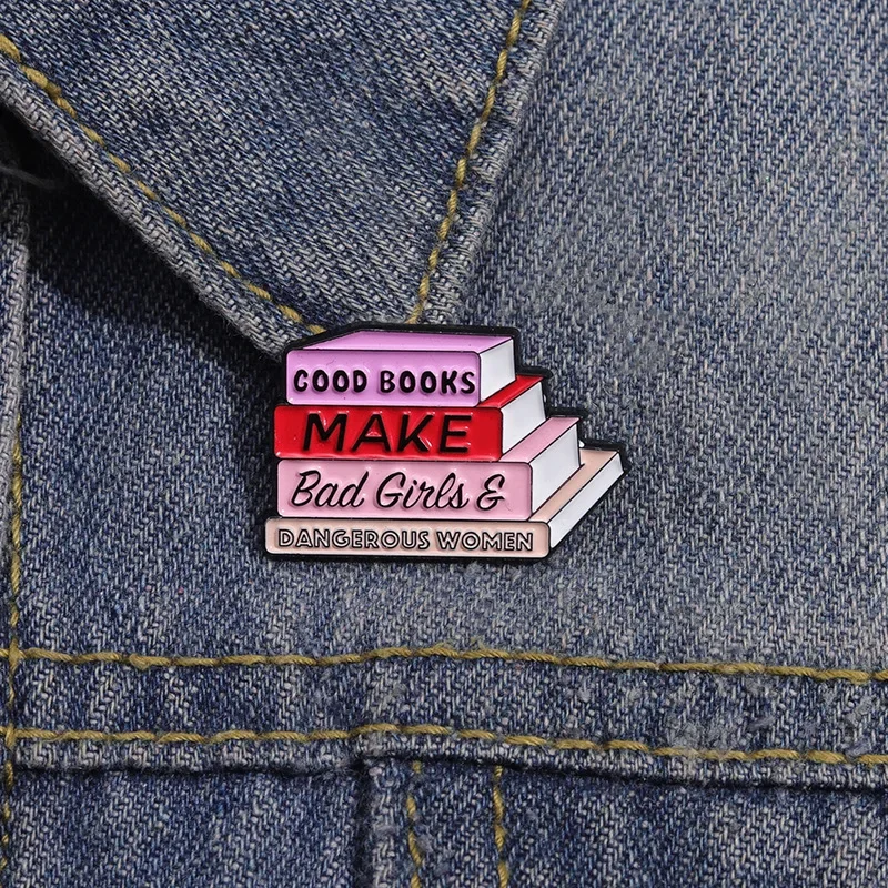 Good Books Enamel Pins Pink Book Texts Brooch Lapel Badge Cartoon Funny Jewelry Decoration Gift for Friends Drop Shipping