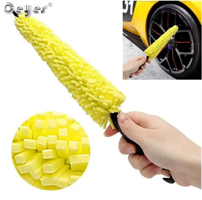 Ceyes Car Wheel Brush Tire Cleaning Brushes Tools Car Rim Scrubber Cleaner Duster Handle Motorcycle Truck Wheels Detailing Brush