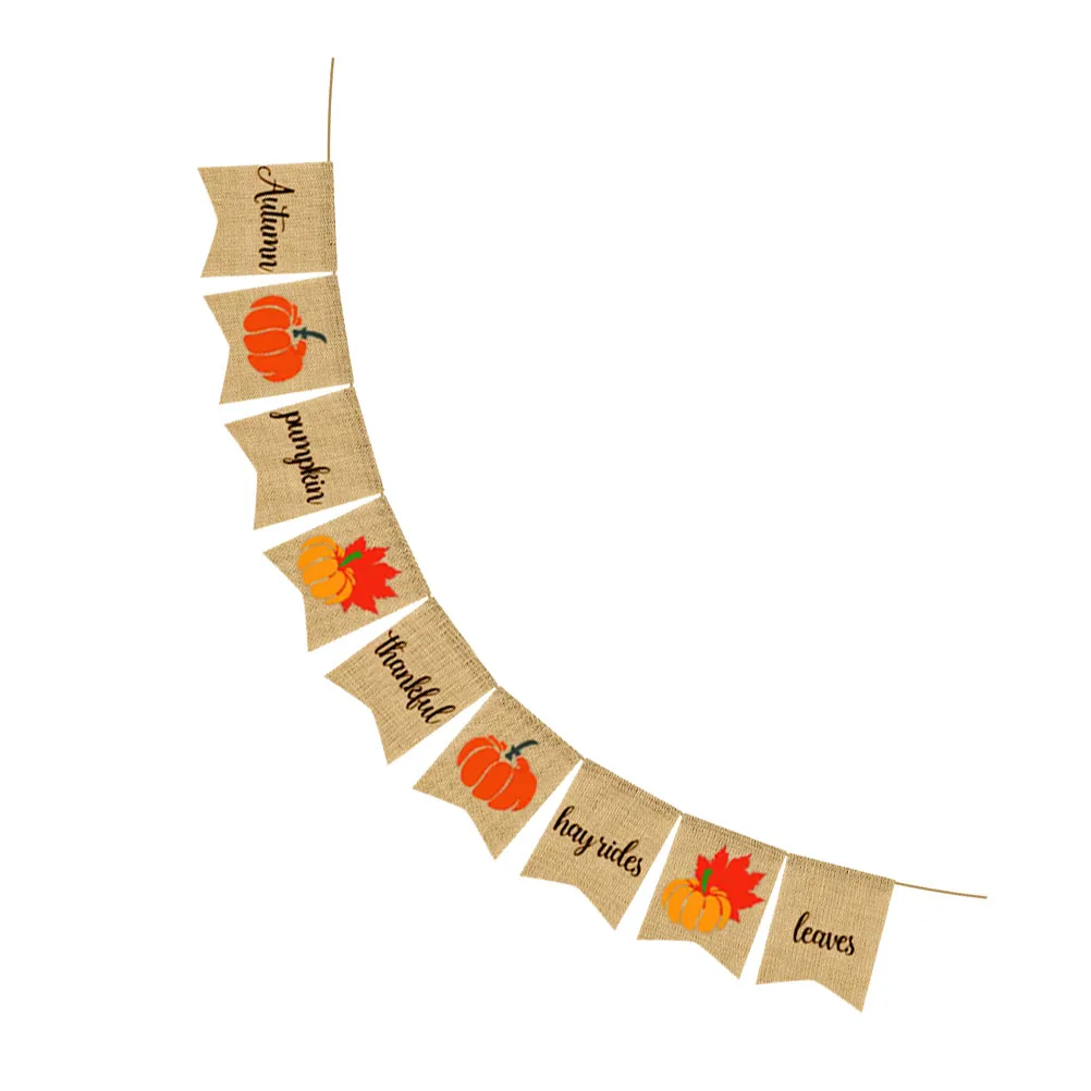 

Party Decoration Flag Banner Thanksgiving Bunting Swallowtail Linen for Garland