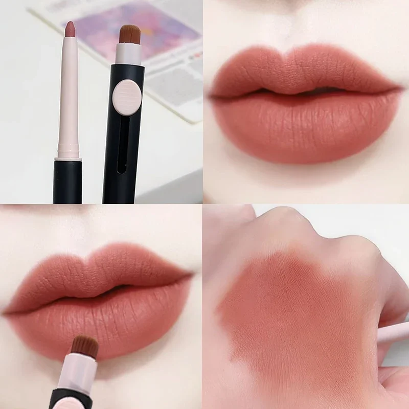 Lápiz Delineador de labios mate de terciopelo 3D, resistente al agua, de larga duración, contorno Natural, lápices labiales, taza antiadherente, maquillaje de labios cosmético