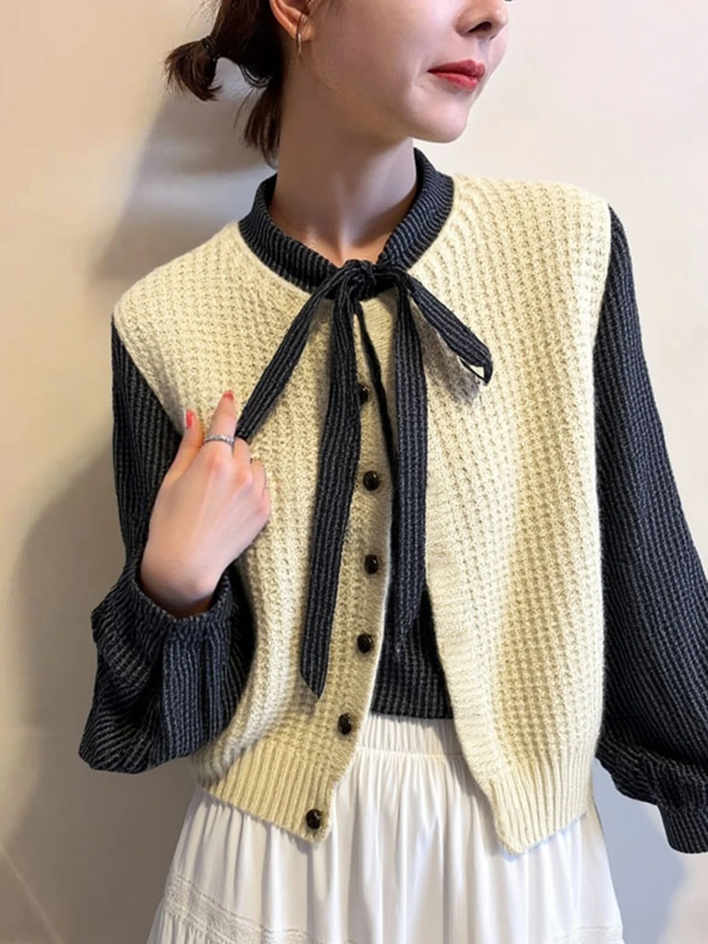 

Чистый цветной жилет на одной пуговице, свободный многослойный открытый кардиган, осенний модный женский топ Camere