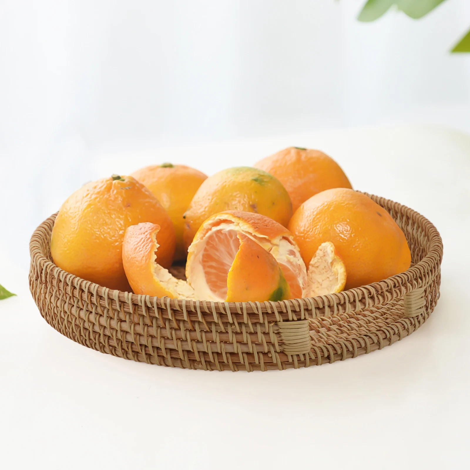 

1Pcs Handcrafted Woven Storage Basket Light Brown Fruit Bread Picnic Holder Kitchen Pantry Organizer Reusable Food Container