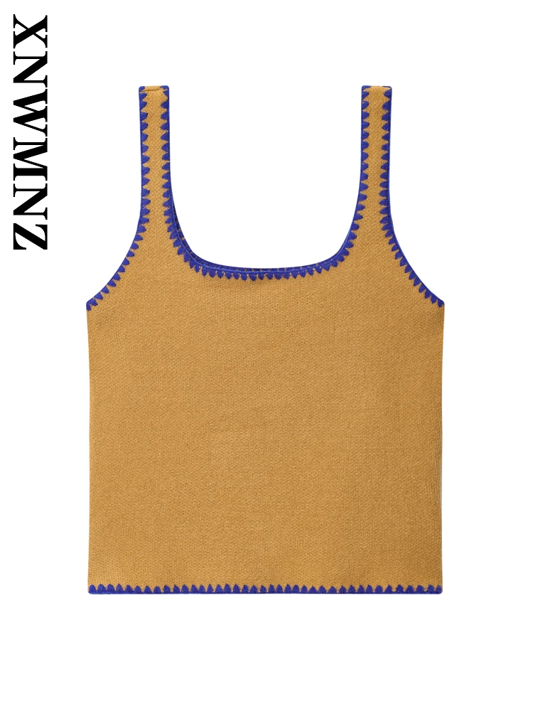 

XNWMNZ 2025 Autumn New Lady Vintage Retro Sleeveless O-Collar Knit Vest Simple Temperament Woman's Classic Regular Fit Sweater