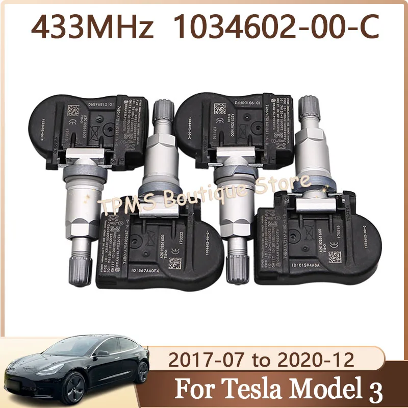 

TPMS Tyre Pressure Sensor 1034602-00-C For Tesla Model 3 S X 4PCS 433MHz Tire Pressure Monitoring System