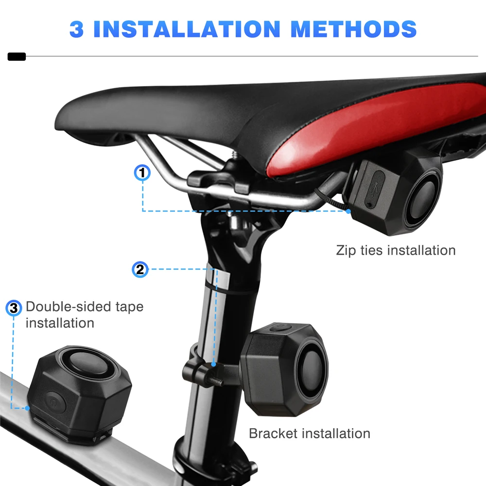 Bezprzewodowe ładowanie USB Camluxy Wodoodporny alarm rowerowy Zdalne sterowanie Detektor wibracji Alarm Motocyklowy alarm antywłamaniowy