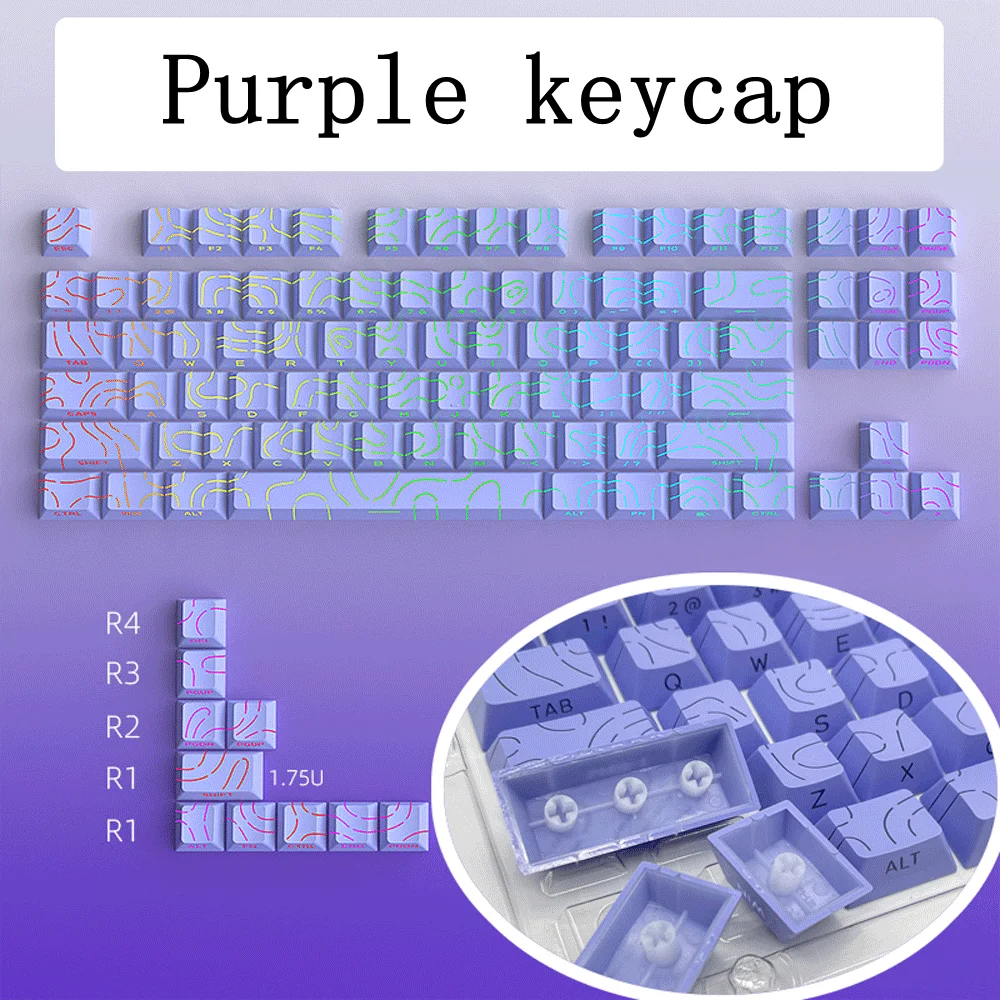 Super Contour Stripe Light PBT-Tastenkappen für mechanische Tastaturen, Cherry-Höhe, Tastenkappen für 61/68/75/84/87 Tasten, Gaming-Tastatur – Detail 15