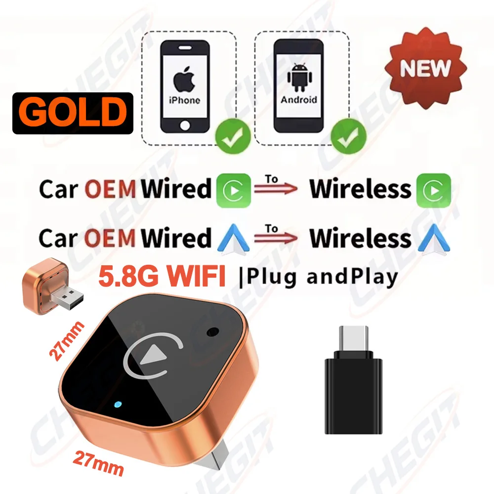 2026 NIEUWE Draadloze CarPlay Android Auto 2 IN1 Draadloze Adapter Smart Mini Box Plug En Play 5.8G WiFi Snelle verbinding Universele