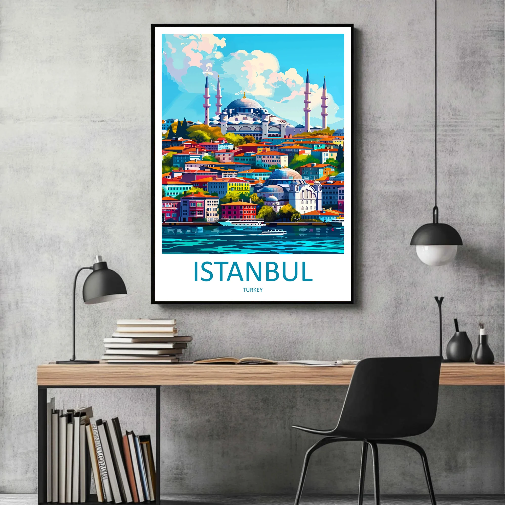 لوحة فنية جدارية مطبوعة للسفر من اسطنبول، معلقة على الحائط تركيا اسطنبول، ديكور المنزل، هدية تذكارية للسفر اسطنبول، ملصق فني مطبوع على القماش