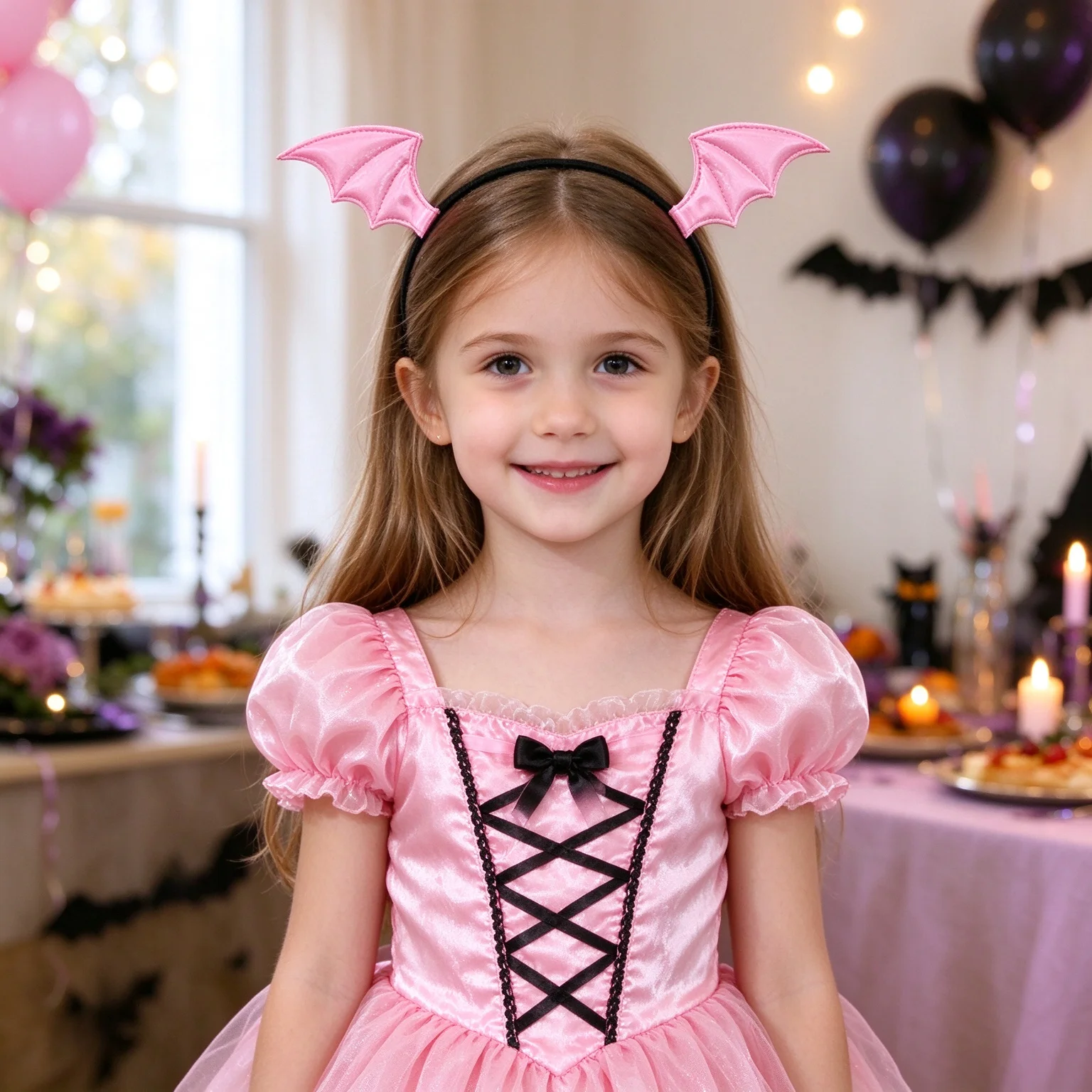 Bat Wings Headband Set for Women Girls, 3Pcs Halloween Devil Bat Ears Hair Hoop with 2 Matching Wing Clips, Cosplay Costume Part