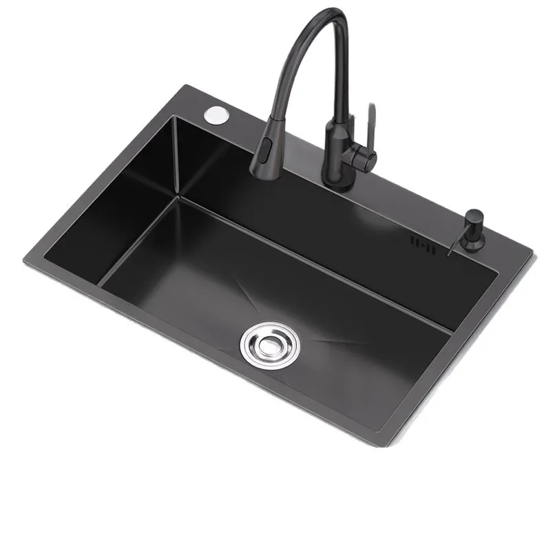 

Kitchen stainless steel large single slot hand thickened nano sink hot and cold water vegetable basin table basin