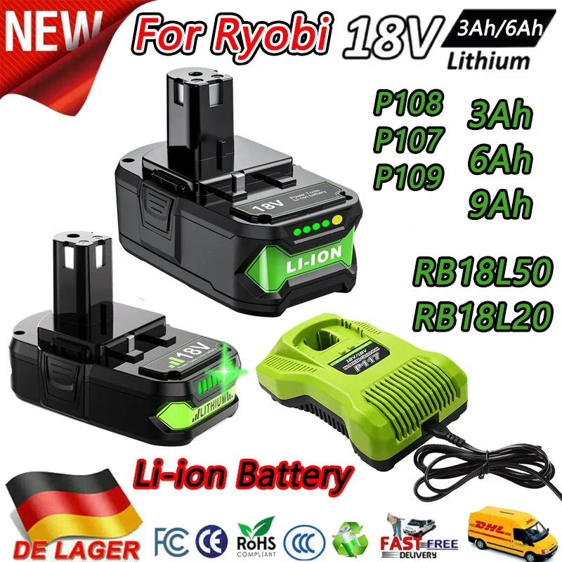 RB18L50 P108สำหรับ RYOBI 18V ลิเธียมแบตเตอรี่โทรศัพท์สำหรับเปลี่ยนแบตเตอรี่ใน P102เดียว BPL1820 RB18L20 RB18L40เครื่องมือไร้สาย