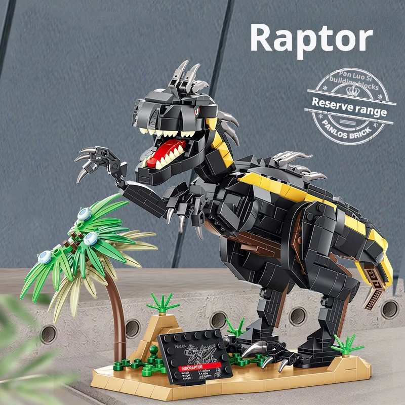 Jurassic Black Gold Velociraptor Building Block 611004 779Pcs Puzzle Retro Tyrannosaurus Model Ornament Moc For Adults Children